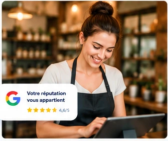 Commerçante utilisant une tablette